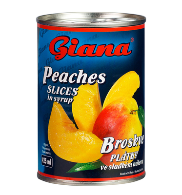 Broskve plátky ve sladkém nálevu 425ml 